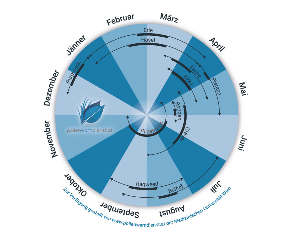 Pollen load over the course of the year by pollenwarndienst.at